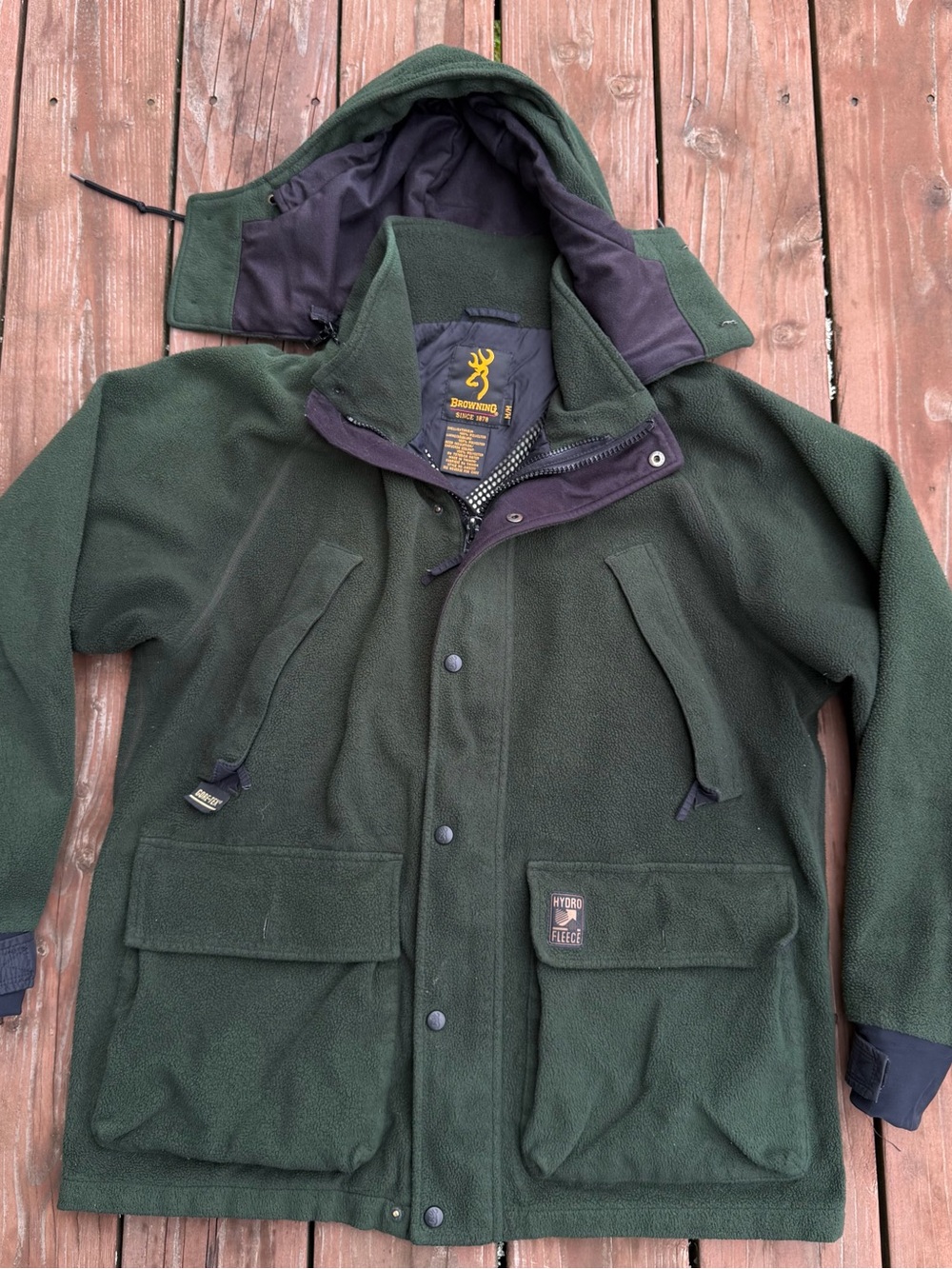 Browning Men's Forest Green Hooded Fleece Field Jacket Medium
